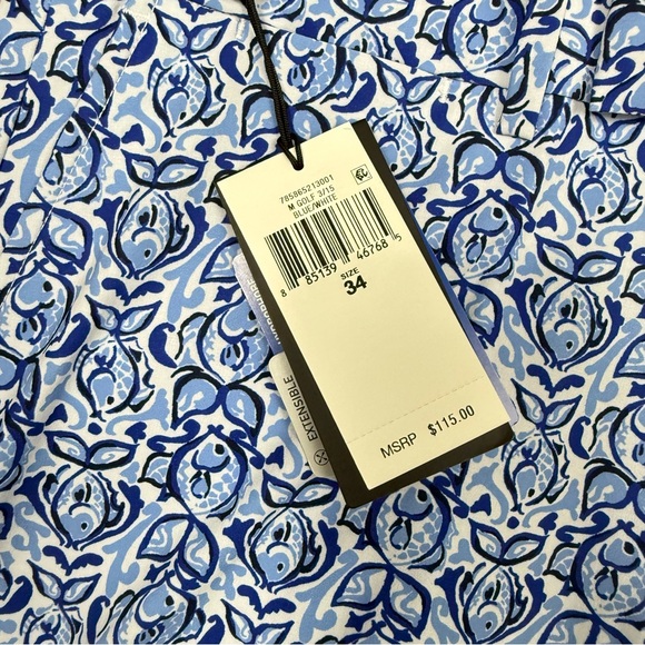 RLX Ralph Lauren Golf Shorts Mens 34 White Blue Fish Preppy Nautical Performance - Picture 4 of 8